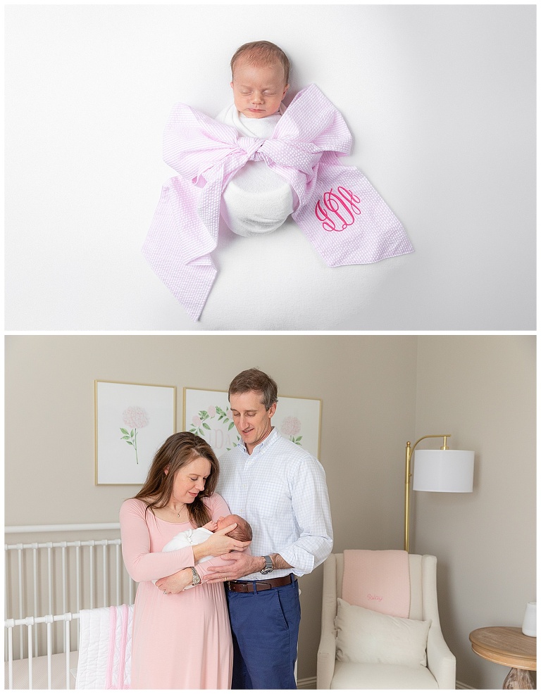 Newborn Photography Huntsville and Madison Alabama.  Mother and newborn daughter in nursery.
