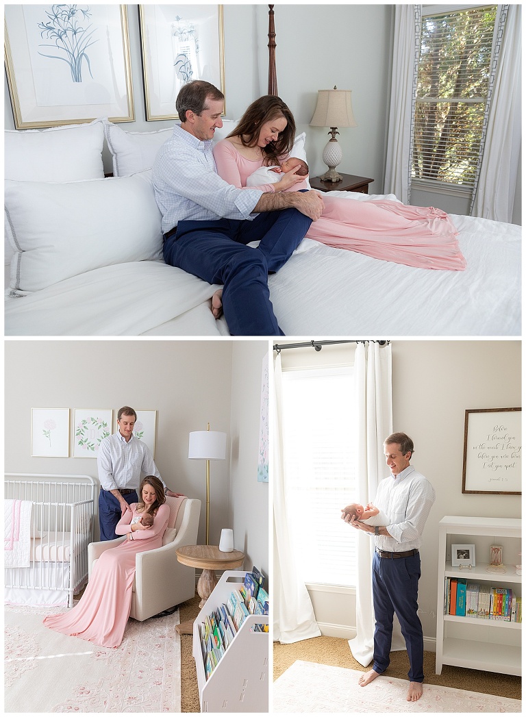 Newborn Photography Huntsville and Madison Alabama.  Mother and newborn daughter in nursery.