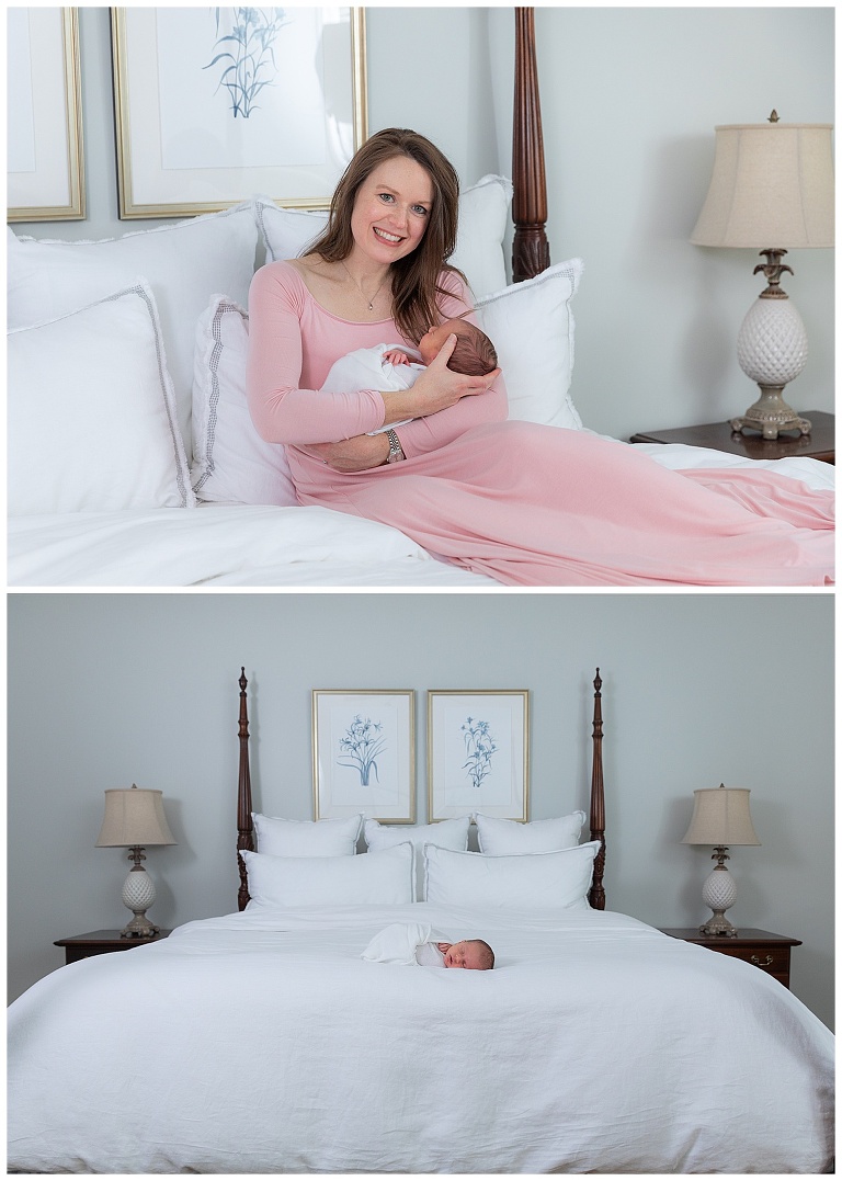 Newborn Photography Huntsville and Madison Alabama.  Mother and newborn daughter in nursery.